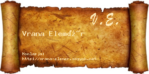 Vrana Elemér névjegykártya